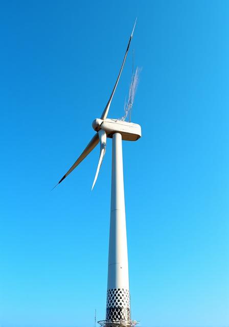 鳥類に優しい配色が施された風力発電機